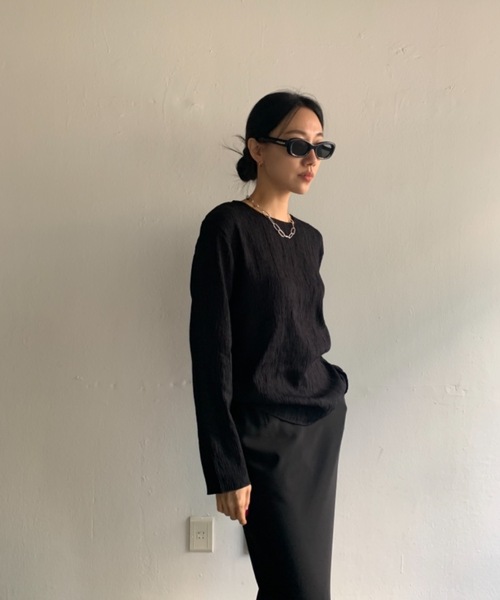 Didot.showroom(ディドット ショールーム)の「リンクルルーズブラウス(Tシャツ/カットソー・レディース・ブラック/アイボリー・FREE)」の17枚目の写真