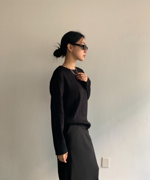 Didot.showroom(ディドット ショールーム)の「リンクルルーズブラウス(Tシャツ/カットソー・レディース・ブラック/アイボリー・FREE)」の16枚目の写真