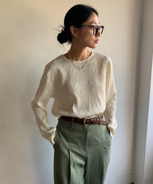 Didot.showroom(ディドット ショールーム)の「リンクルルーズブラウス(Tシャツ/カットソー・レディース・ブラック/アイボリー・FREE)」の10枚目の写真