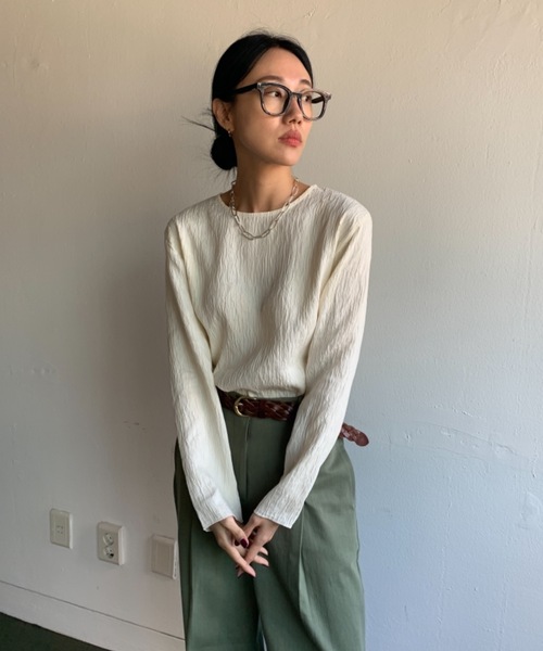 Didot.showroom(ディドット ショールーム)の「リンクルルーズブラウス(Tシャツ/カットソー・レディース・ブラック/アイボリー・FREE)」の9枚目の写真