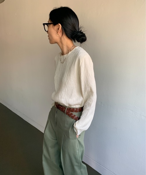 Didot.showroom(ディドット ショールーム)の「リンクルルーズブラウス(Tシャツ/カットソー・レディース・ブラック/アイボリー・FREE)」の8枚目の写真