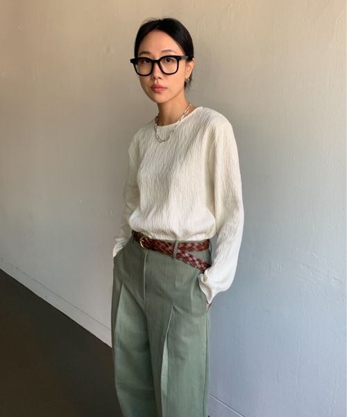 Didot.showroom(ディドット ショールーム)の「リンクルルーズブラウス(Tシャツ/カットソー・レディース・ブラック/アイボリー・FREE)」の7枚目の写真