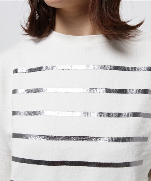 OUTLET(アウトレット)の「【Ciaopanic】箔プリントボーダー裏毛プルオーバー(Tシャツ/カットソー・レディース・ネイビー/ホワイト・FREE)」の6枚目の写真