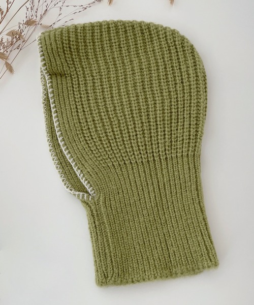 UNE MANSION（ユヌマンション）の「ステッチニットバラクラバフードウォーマー（ニットキャップ/ビーニー・レディース・ブラック/アイボリー/ブルー/グリーン/ベージュ・ONE SIZE）」の4枚目の写真