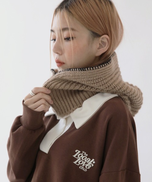 UNE MANSION（ユヌマンション）の「ステッチニットバラクラバフードウォーマー（ニットキャップ/ビーニー・レディース・ブラック/アイボリー/ブルー/グリーン/ベージュ・ONE SIZE）」の7枚目の写真