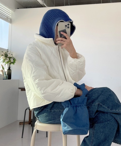 UNE MANSION（ユヌマンション）の「ステッチニットバラクラバフードウォーマー（ニットキャップ/ビーニー・レディース・ブラック/アイボリー/ブルー/グリーン/ベージュ・ONE SIZE）」の11枚目の写真