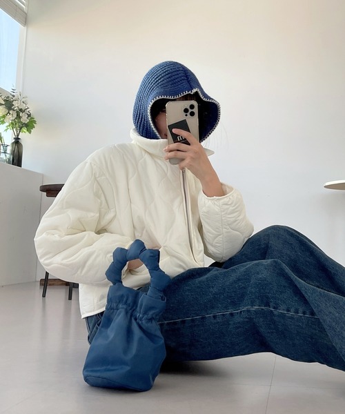 UNE MANSION（ユヌマンション）の「ステッチニットバラクラバフードウォーマー（ニットキャップ/ビーニー・レディース・ブラック/アイボリー/ブルー/グリーン/ベージュ・ONE SIZE）」の12枚目の写真