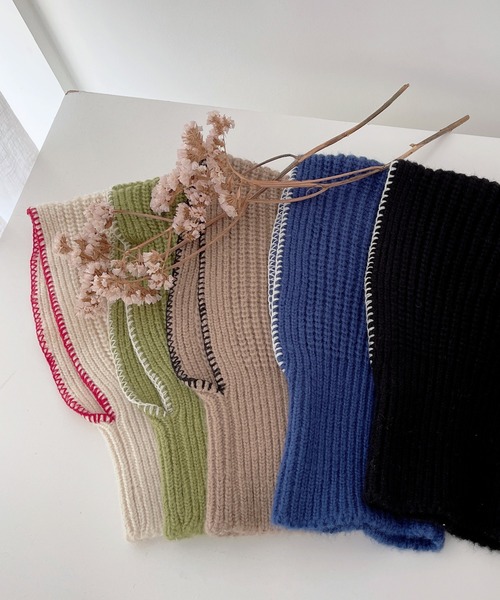 UNE MANSION（ユヌマンション）の「ステッチニットバラクラバフードウォーマー（ニットキャップ/ビーニー・レディース・ブラック/アイボリー/ブルー/グリーン/ベージュ・ONE SIZE）」の14枚目の写真