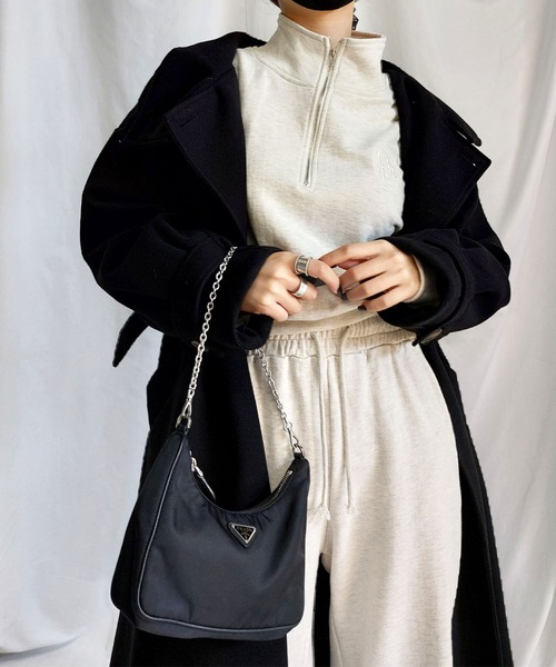 me+em select（ミームセレクト）の「【 セットアップ対応 】OBE刺繍 ハーフジップショートスウェット【 韓国製 】（スウェット・レディース・ベージュ/ブラック/グレー・FREE）」の10枚目の写真