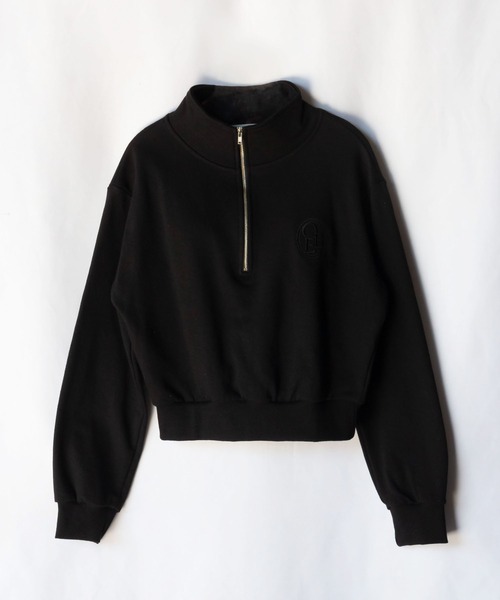 me+em select（ミームセレクト）の「【 セットアップ対応 】OBE刺繍 ハーフジップショートスウェット【 韓国製 】（スウェット・レディース・ベージュ/ブラック/グレー・FREE）」の21枚目の写真