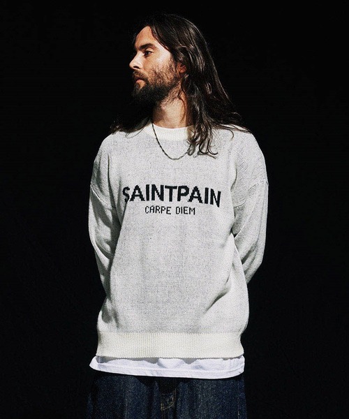SAINTPAIN(セイントペイン)の「【UNISEX】SAINTPAIN/ソフトロゴニット 2173382(ニット/セーター・メンズ・ブラック/アイボリー・MEDIUM/LARGE)」の4枚目の写真