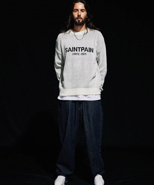 SAINTPAIN(セイントペイン)の「【UNISEX】SAINTPAIN/ソフトロゴニット 2173382(ニット/セーター・メンズ・ブラック/アイボリー・MEDIUM/LARGE)」の5枚目の写真