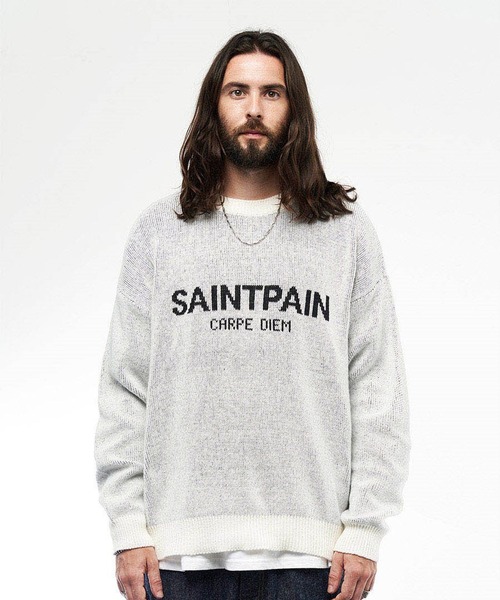 SAINTPAIN(セイントペイン)の「【UNISEX】SAINTPAIN/ソフトロゴニット 2173382(ニット/セーター・メンズ・ブラック/アイボリー・MEDIUM/LARGE)」の7枚目の写真