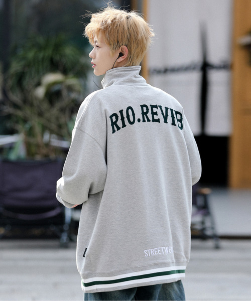 neos（ネオス）の「【neos -addictive design-】ビッグシルエット ロゴ リブライン ハーフジップ スウェット アノラック トップス（スウェット・メンズ・ホワイト/ブラック/杢グレー/グリーン・X-LARGE/MEDIUM/LARGE）」の8枚目の写真
