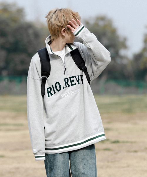 neos（ネオス）の「【neos -addictive design-】ビッグシルエット ロゴ リブライン ハーフジップ スウェット アノラック トップス（スウェット・メンズ・ホワイト/ブラック/杢グレー/グリーン・X-LARGE/MEDIUM/LARGE）」の19枚目の写真