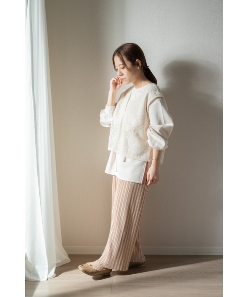 Amourire(アムリール)の「【yumi.コラボ】セルフカットプリーツパンツ(その他パンツ・レディース・ブラック/ベージュ・M)」の6枚目の写真