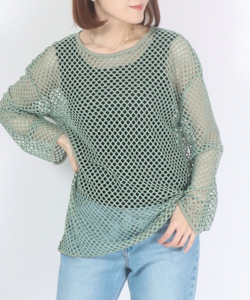 Salong hameu(サロン ハミュー)の「メッシュネット×タンクトップインナーアンサンブル/2点セット(アンサンブル・レディース・ブラック/アイボリー/グリーン・L/M)」の1枚目の写真