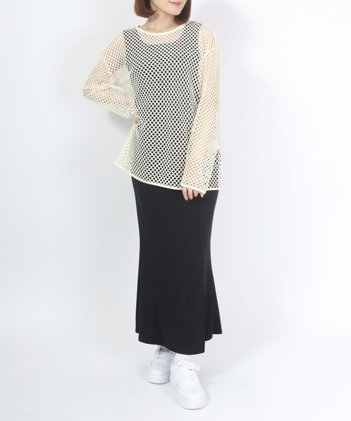 Salong hameu(サロン ハミュー)の「メッシュネット×タンクトップインナーアンサンブル/2点セット(アンサンブル・レディース・ブラック/アイボリー/グリーン・L/M)」の10枚目の写真