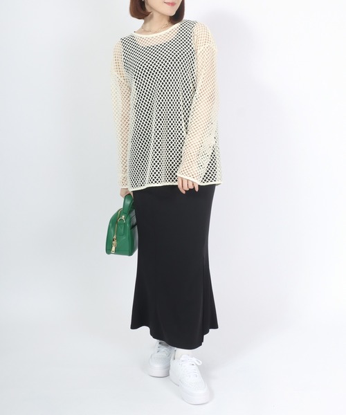 Salong hameu(サロン ハミュー)の「メッシュネット×タンクトップインナーアンサンブル/2点セット(アンサンブル・レディース・ブラック/アイボリー/グリーン・L/M)」の11枚目の写真