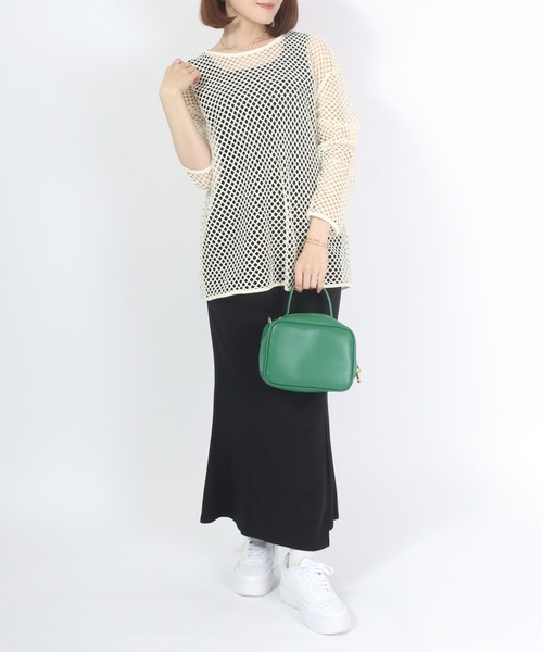 Salong hameu(サロン ハミュー)の「メッシュネット×タンクトップインナーアンサンブル/2点セット(アンサンブル・レディース・ブラック/アイボリー/グリーン・L/M)」の13枚目の写真