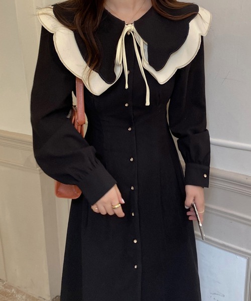 Dita Muaj.（ディータムアージュ）の「ビッグカラースエード風ロングワンピース（ワンピース・レディース・ホワイト/ブラック・M/S）」の17枚目の写真