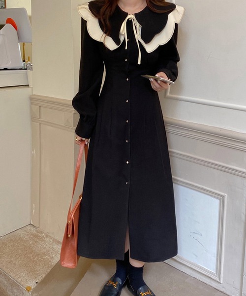 Dita Muaj.（ディータムアージュ）の「ビッグカラースエード風ロングワンピース（ワンピース・レディース・ホワイト/ブラック・M/S）」の20枚目の写真