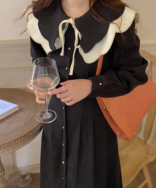 Dita Muaj.（ディータムアージュ）の「ビッグカラースエード風ロングワンピース（ワンピース・レディース・ホワイト/ブラック・M/S）」の22枚目の写真