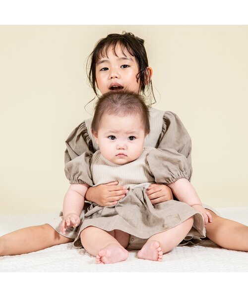 Ampersand（アンパサンド）の「【premier】切替パフスリーブワンピース（ワンピース・キッズ・アイボリー/ブラウン/グレー・100/80/90/110/130/140/120）」の5枚目の写真