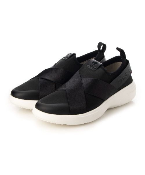 le coq sportif(ルコックスポルティフ)の「クロスベルトスリッポンスニーカー(ラ ローヌ DBSP)(スリッポン・レディース・ベージュ/ブラック/グレー/ブラック×ブラック・24cm/25cm/24.5cm/23cm/22.5cm/23.5cm)」の2枚目の写真