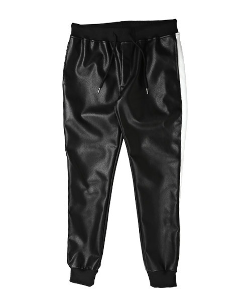 LUXSTYLE（ラグスタイル）の「PUレザージョガーパンツ（その他パンツ・メンズ・ブラック/ブラック×ホワイト・M/L/XL）」の10枚目の写真