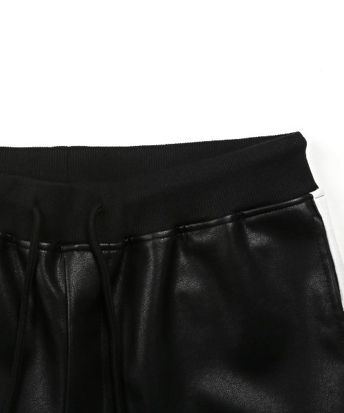 LUXSTYLE（ラグスタイル）の「PUレザージョガーパンツ（その他パンツ・メンズ・ブラック/ブラック×ホワイト・M/L/XL）」の5枚目の写真