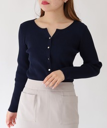 スリットネックリブカーディガン