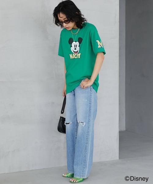 Disney（ディズニー）の「＜大きいサイズ＞ディズニー ミッキー/フェイスプリントTシャツ GEVS.（Tシャツ/カットソー・レディース・グリーン/ブラック/オフホワイト・L/LL/3L/4L/5L）」の21枚目の写真