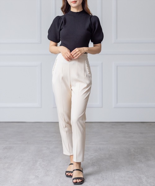 clear（クリア）の「×パフスリーブリブニットトップス（ニット/セーター・レディース・オフホワイト/ブラック/イエロー/ベージュ/ラベンダー・F）」の18枚目の写真