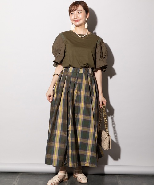 MHBG TOKYO（エムエイチビージートーキョー）の「シャカシャカタフタチェックスカート（スカート・レディース・ネイビー系/ブラック×ホワイト/アイボリー/ネイビー/ベージュ/チェック/ブルー系その他/ネイビー系1/オレンジ/カーキ・FREE）」の20枚目の写真