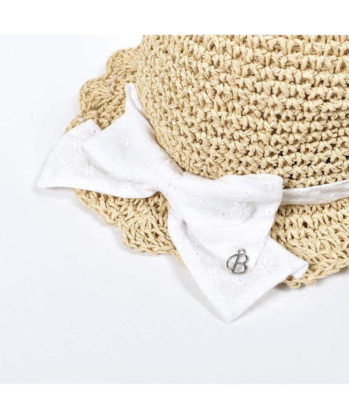 BeBe（ベベ）の「BeBe/レースリボン付きペーパーハット(48~56cm)（ハット・キッズ・ベージュ・X-SMALL/SMALL/MEDIUM/LARGE）」の4枚目の写真