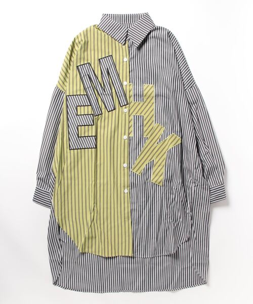 rovtski(ロフトスキー)の「英字ストライプ切替ロングシャツ(シャツ/ブラウス・レディース・ブルー/ブラック・FREE)」の17枚目の写真