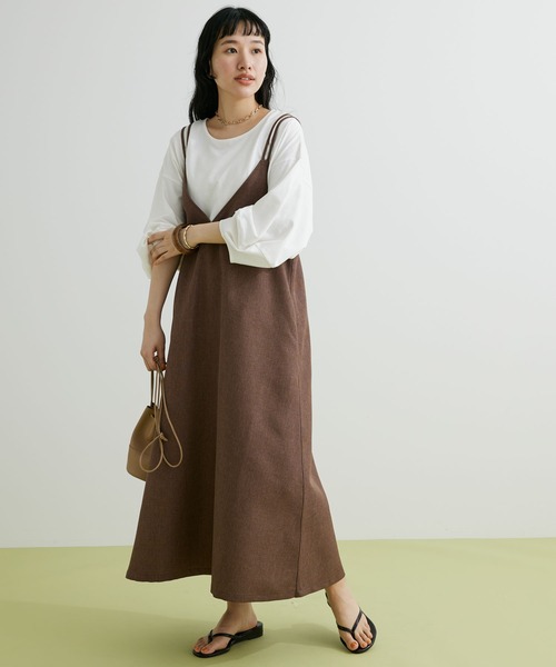 CRAFT STANDARD BOUTIQUE(クラフトスタンダードブティック)の「リネンライクワンピース(ワンピース・レディース・ブラック/ブラウン/ベージュ・FREE)」の2枚目の写真