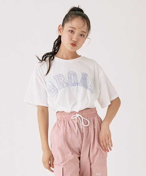 LOVETOXIC（ラブトキシック）の「ドロストカレッジアップリ半T（Tシャツ/カットソー・キッズ・サックスブルー/ブラック/マルチ/オフホワイト・SS/S/L/M）」の4枚目の写真
