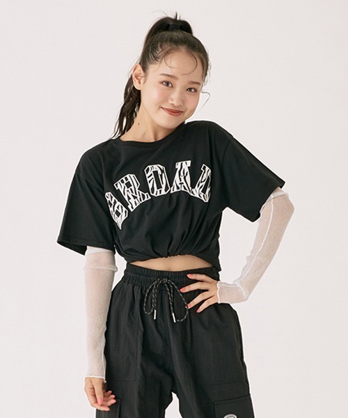 LOVETOXIC（ラブトキシック）の「ドロストカレッジアップリ半T（Tシャツ/カットソー・キッズ・サックスブルー/ブラック/マルチ/オフホワイト・SS/S/L/M）」の3枚目の写真