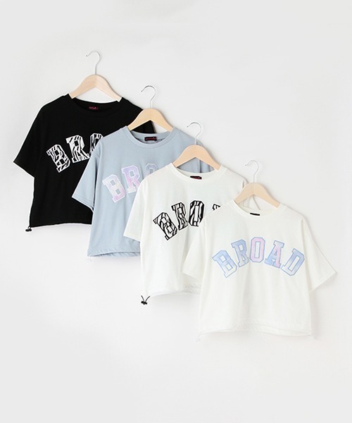 LOVETOXIC（ラブトキシック）の「ドロストカレッジアップリ半T（Tシャツ/カットソー・キッズ・サックスブルー/ブラック/マルチ/オフホワイト・SS/S/L/M）」の12枚目の写真