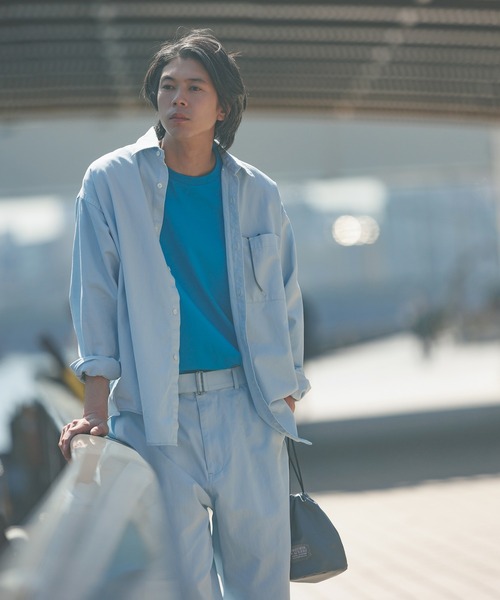 ADAM ET ROPE'（アダムエロペ）の「【CO.Organics】ライトカツラギ ワイドフォルム ベルテッド パンツ / ユニセックス / セットアップ対応（その他パンツ・メンズ・スミクロ/グリーン/サックスブルー・L/M）」の22枚目の写真