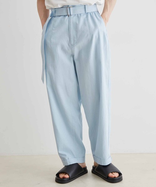 ADAM ET ROPE'（アダムエロペ）の「【CO.Organics】ライトカツラギ ワイドフォルム ベルテッド パンツ / ユニセックス / セットアップ対応（その他パンツ・メンズ・スミクロ/グリーン/サックスブルー・L/M）」の20枚目の写真