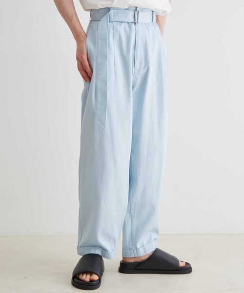 ADAM ET ROPE'（アダムエロペ）の「【CO.Organics】ライトカツラギ ワイドフォルム ベルテッド パンツ / ユニセックス / セットアップ対応（その他パンツ・メンズ・スミクロ/グリーン/サックスブルー・L/M）」の18枚目の写真