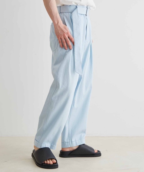 ADAM ET ROPE'（アダムエロペ）の「【CO.Organics】ライトカツラギ ワイドフォルム ベルテッド パンツ / ユニセックス / セットアップ対応（その他パンツ・メンズ・スミクロ/グリーン/サックスブルー・L/M）」の17枚目の写真