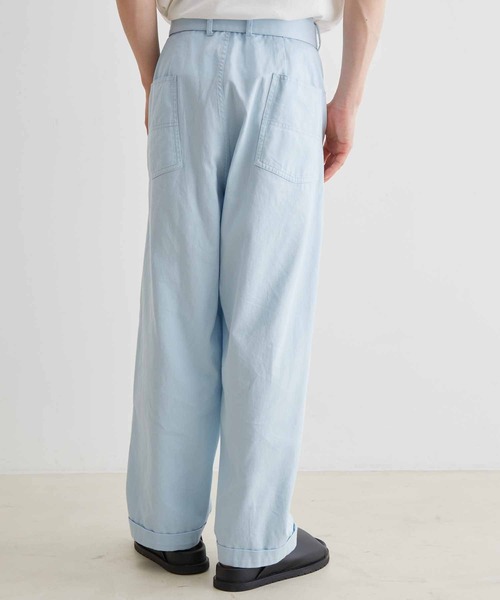 ADAM ET ROPE'（アダムエロペ）の「【CO.Organics】ライトカツラギ ワイドフォルム ベルテッド パンツ / ユニセックス / セットアップ対応（その他パンツ・メンズ・スミクロ/グリーン/サックスブルー・L/M）」の15枚目の写真