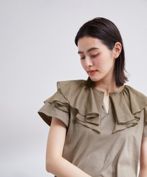 ROPE' | 【洗える】布帛ラッフル襟カットソー(Tシャツ/カットソー)