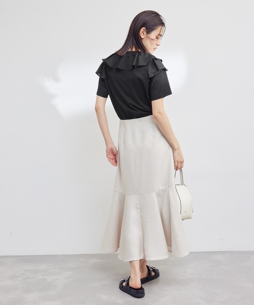 ROPE'（ロペ）の「【洗える】布帛ラッフル襟カットソー（Tシャツ/カットソー・レディース・ホワイト/ブラック/ベージュ系その他2・38）」の5枚目の写真