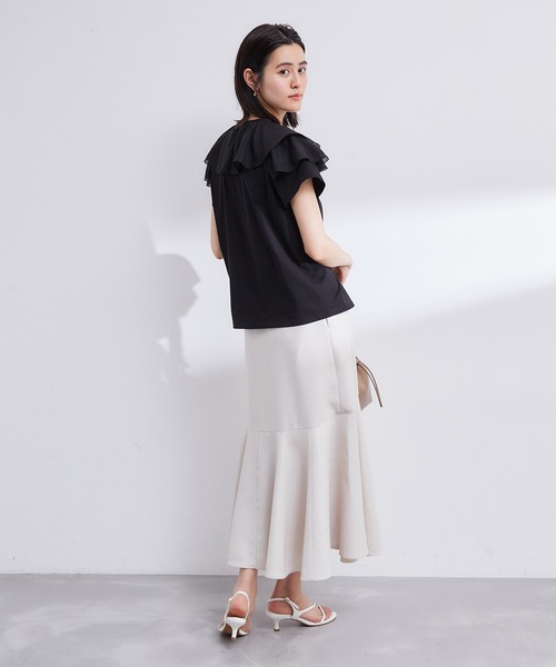 ROPE'（ロペ）の「【洗える】布帛ラッフル襟カットソー（Tシャツ/カットソー・レディース・ホワイト/ブラック/ベージュ系その他2・38）」の22枚目の写真