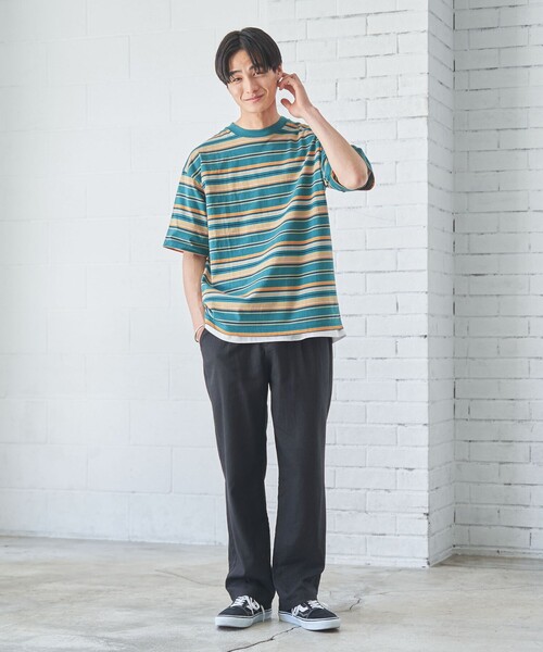 coen（コーエン）の「マルチカラーボーダーTシャツ（Tシャツ/カットソー・メンズ・ブラック/ダークグリーン・L/S/XL/M）」の20枚目の写真